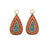 Zola Elements Charm, Beaded Teardrop 11x22mm, Antiqued Gold Toned/Orange/Turquoise (2 Pieces)
