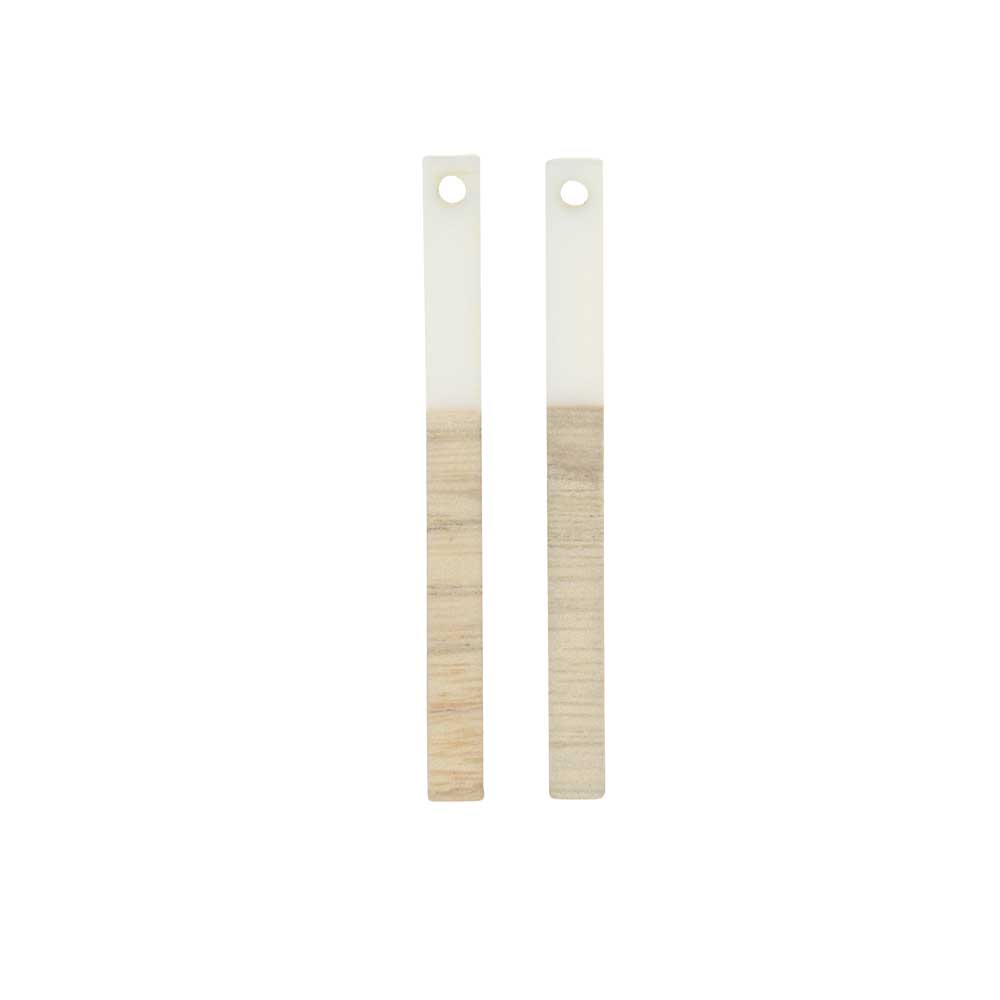Zola Elements Wood & Resin Pendant, Stick Drop 3.5x40mm, Alabaster (2 Pieces)