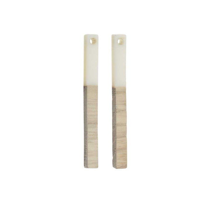 Zola Elements Wood & Resin Pendant, Stick Drop 3.5x40mm, Alabaster (2 Pieces)
