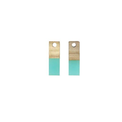 Zola Elements Wood & Resin Pendant, Rectangle 6x17mm, Sea Green (2 Pieces)