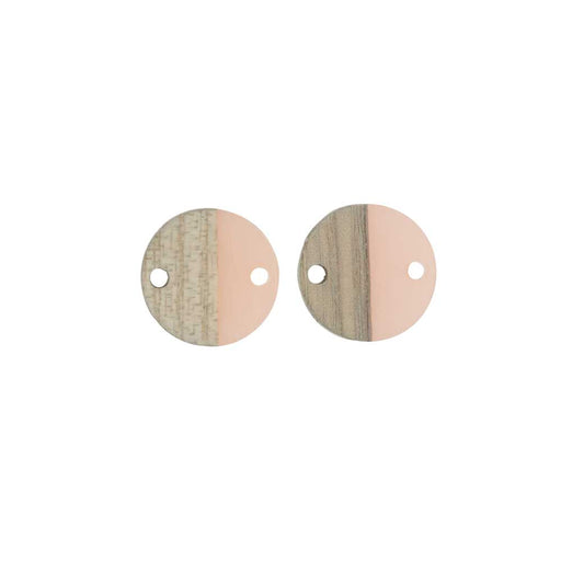 Zola Elements Wood & Resin Connector Link, Coin 15mm, Translucent Blossom Pink (2 Pieces)