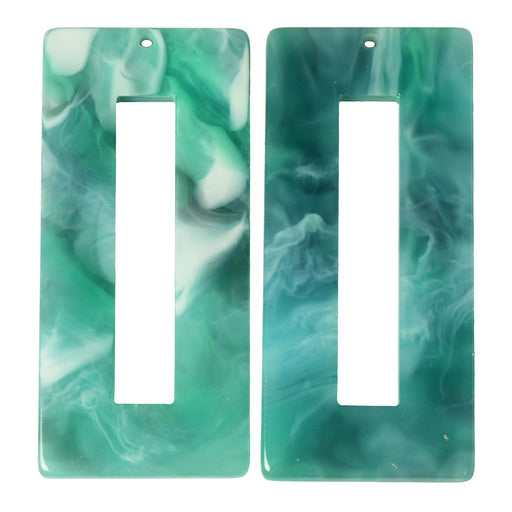 Zola Elements Acetate Pendant, Rectangle 22x49mm, Emerald Marbled (2 Pieces)