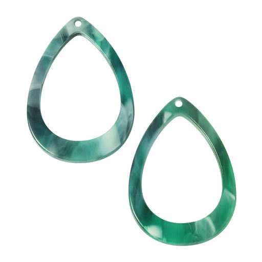Zola Elements Acetate Pendant, Drop 22x31mm, Emerald Marbled (2 Pieces)