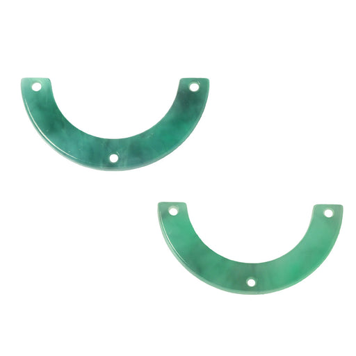 Zola Elements Acetate Y- Connector Link, U-Shape 30x15mm, Emerald Marbled (2 Pieces)