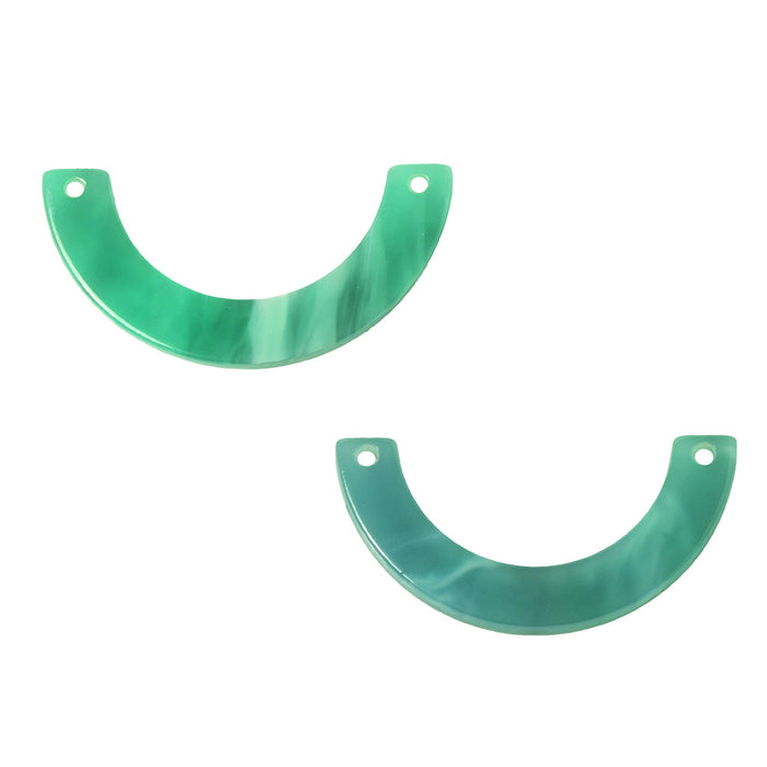Zola Elements Acetate Connector Link, U-Shape 30x15mm, Emerald Marbled (2 Pieces)