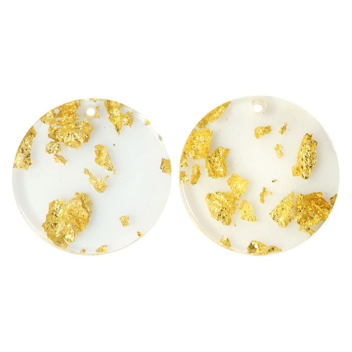 Zola Elements Acetate Pendant, Coin 20mm, Gold Foil (2 Pieces)