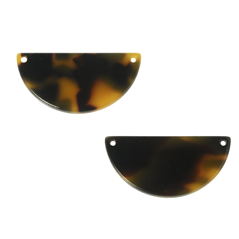 Zola Elements Acetate Connector Link, Half Circle 30x15mm, Brown Tortoise Shell (2 Pieces)