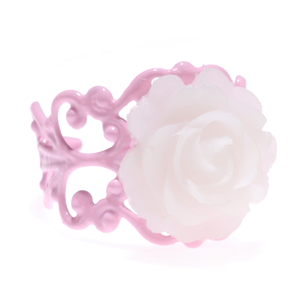 Retired - Pink and White Love in Bloom Ring