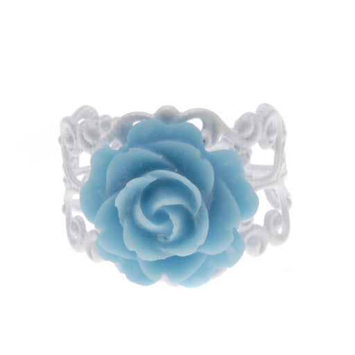 Retired - White and Blue Love in Bloom Ring