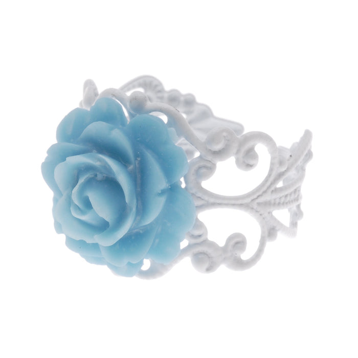 Retired - White and Blue Love in Bloom Ring