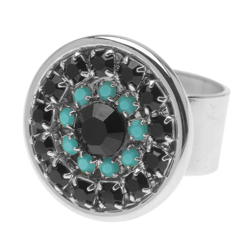 Retired - Desi Ring in Jet and Turquoise