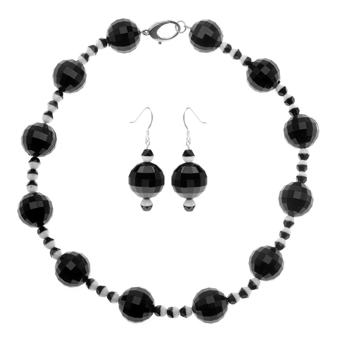 Retired - Black & White Mod Necklace & Earring Set
