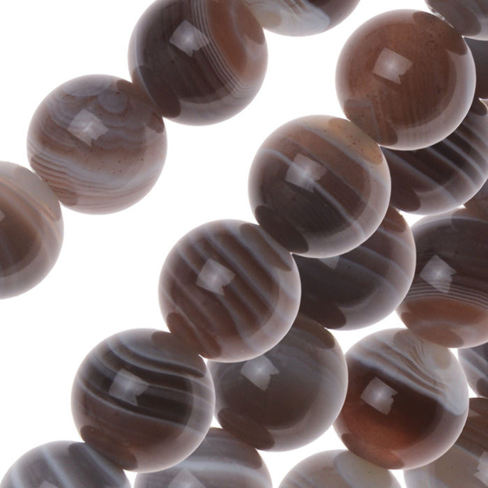Gemstone Beads, Botswana Agate, Round 7.5mm, Grey and White (15.5 Inch Strand)