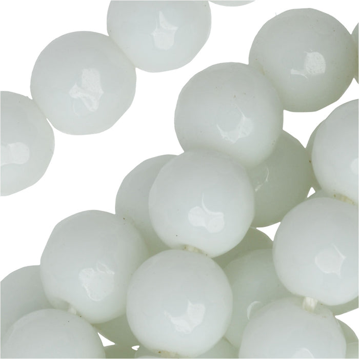 Gemstone Beads, Agate, Micor-Faceted Round 8mm, White (15 Inch Strand)