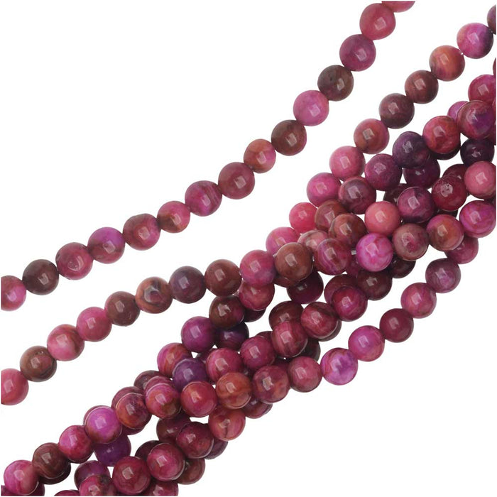 Dakota Stones Gemstone Beads, Pink Crazy Lace Agate, Round 4mm (7.5 Inch Strand)