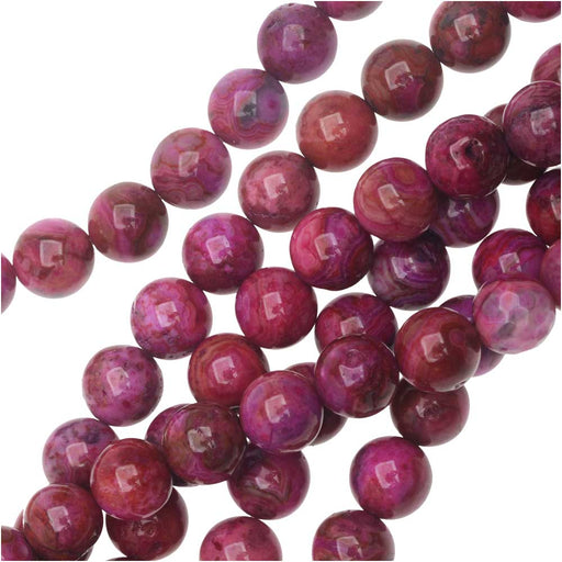 Dakota Stones Gemstone Beads, Pink Crazy Lace Agate, Round 8mm, 8 Inch Strand