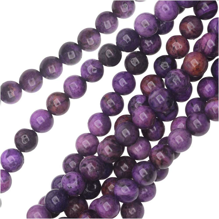 Dakota Stones Gemstone Beads, Purple Crazy Lace Agate, Round 6mm (8 Inch Strand)