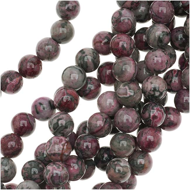 Gemstone Beads, Laguna Lace Agate, D, Round 8mm, Red Pink (15.5 Inch Strand)