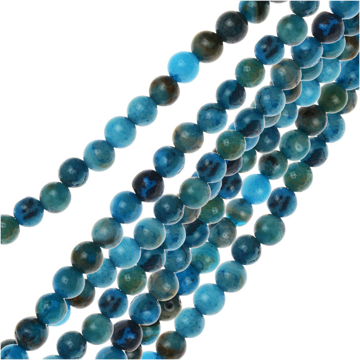 Dakota Stones Gemstone Beads, Blue Crazy Lace Agate, Round 4mm (8 Inch Strand)