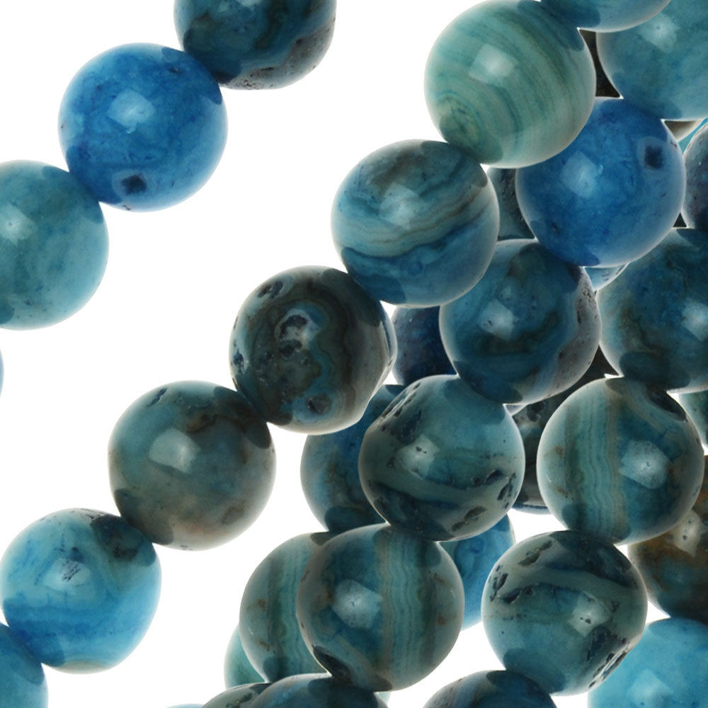 Dakota Stones Gemstone Beads, Blue Crazy Lace Agate, Round 6mm (8 Inch Strand)