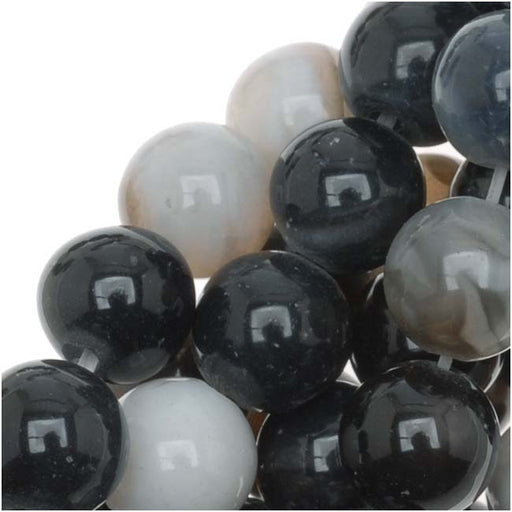Gemstone Beads, Botswana Agate, Round 6mm, Black and White (15 Inch Strand)