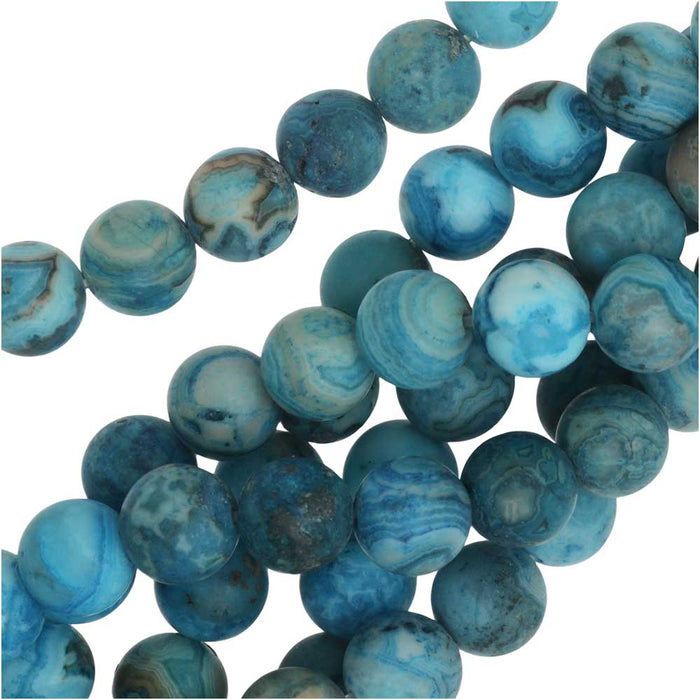 Dakota Stones Gemstone Beads, Blue Crazy Lace Agate, Matte Round 8mm (8 Inch Strand)