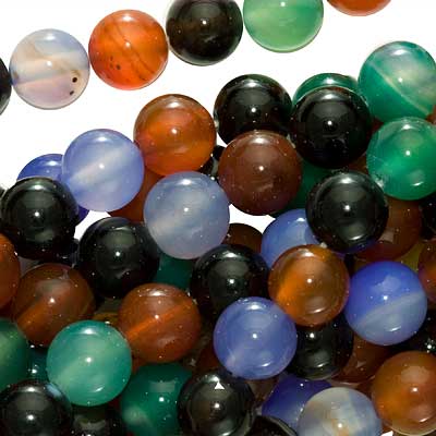 Gemstone Beads, Agate, Round 8mm, Color Mix (15 Inch Strand)