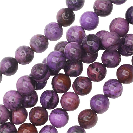 Dakota Stones Gemstone Beads, Purple Crazy Lace Agate, Round 8mm, 8 Inch Strand