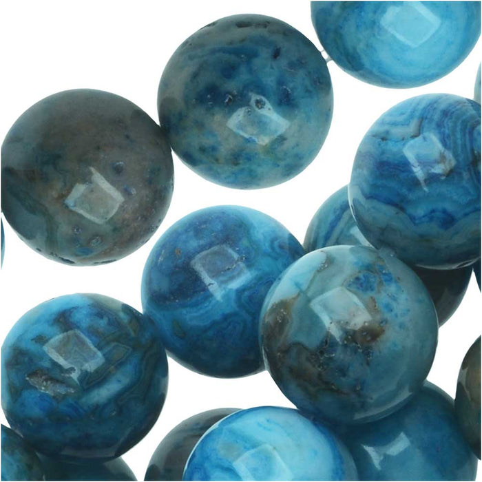 Dakota Stones Gemstone Beads, Blue Crazy Lace Agate, Round 10mm (8 Inch Strand)