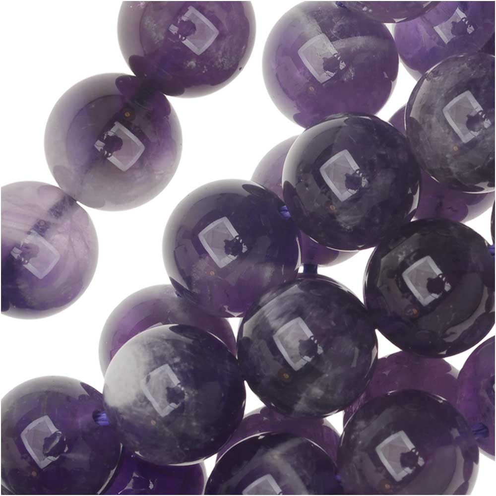 Gemstone Beads, Amethyst, Round 10mm, Purple (15.5 Inch Strand)