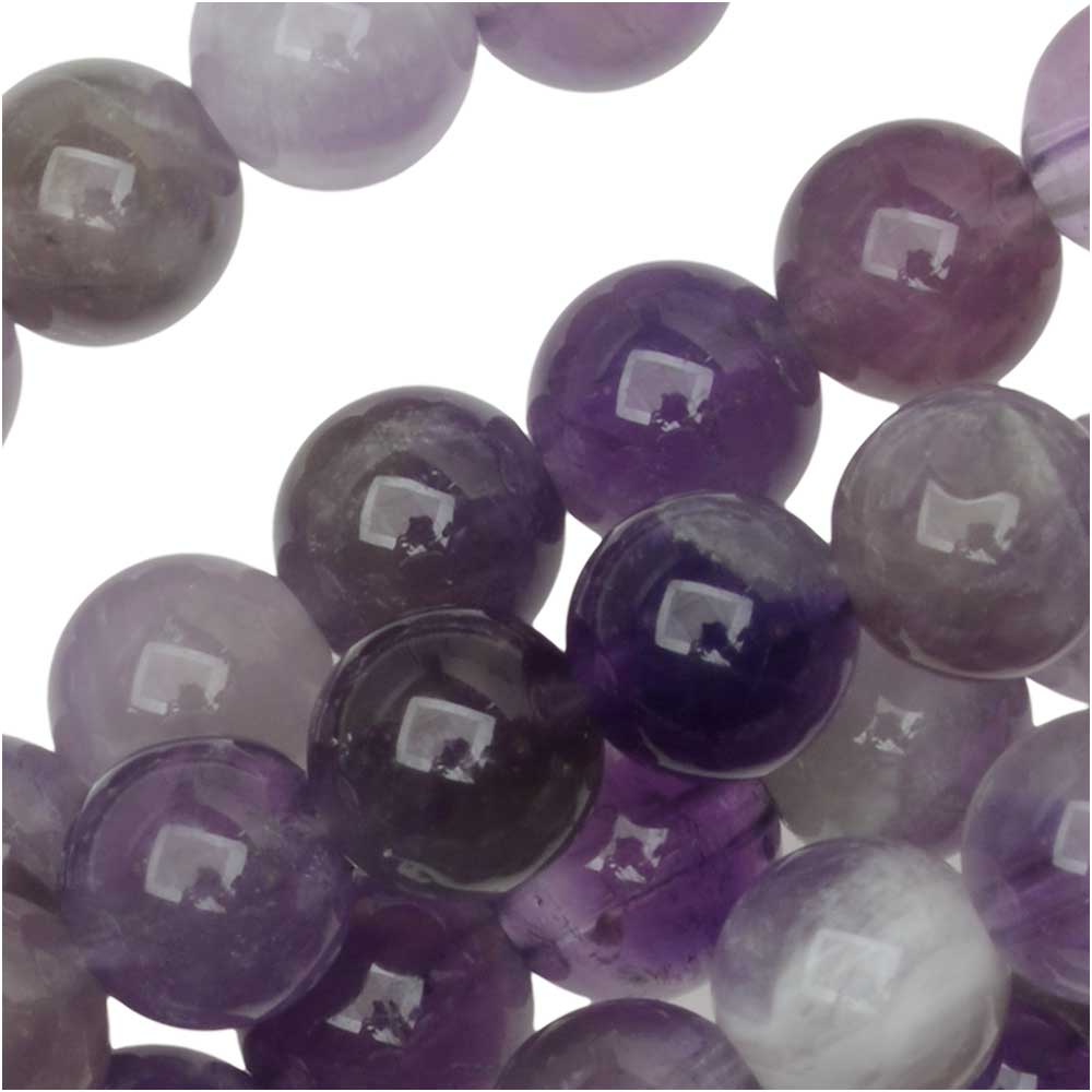 Dakota Stones Gemstone Beads, Dog Teeth Amethyst, Round 6mm, 8 Inch Strand