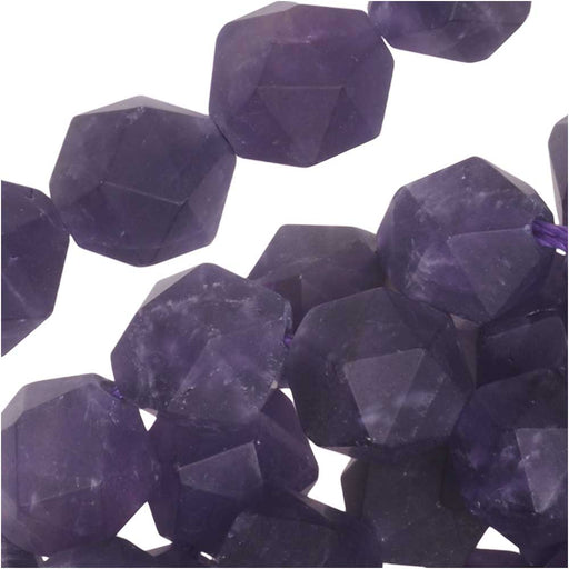 Dakota Stones Gemstone Beads, Purple Amethyst, Matte Star Cut Faceted Round 8mm (15.5 Inch Strand)