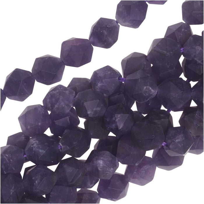 Dakota Stones Gemstone Beads, Purple Amethyst, Matte Star Cut Faceted Round 8mm (15.5 Inch Strand)