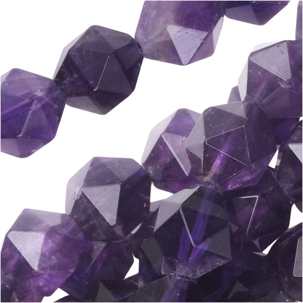 Dakota Stones Gemstone Beads, Purple Amethyst, Star Cut Faceted Round 8mm (15 Inch Strand)