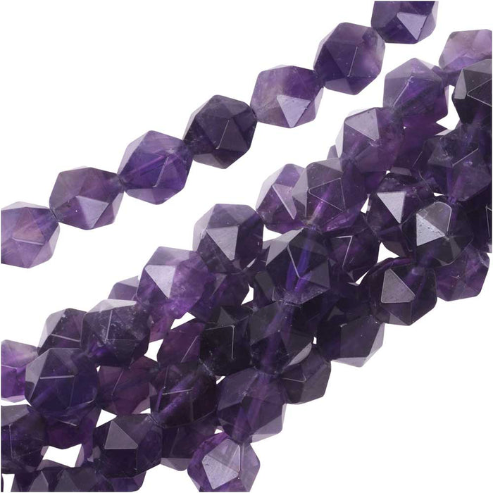 Dakota Stones Gemstone Beads, Purple Amethyst, Star Cut Faceted Round 8mm (15 Inch Strand)