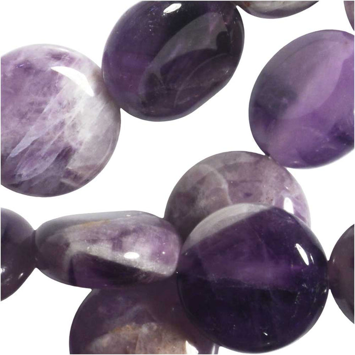 Dakota Stones Gemstone Beads, Dog Teeth Amethyst, Coin 12mm (8 Inch Strand)