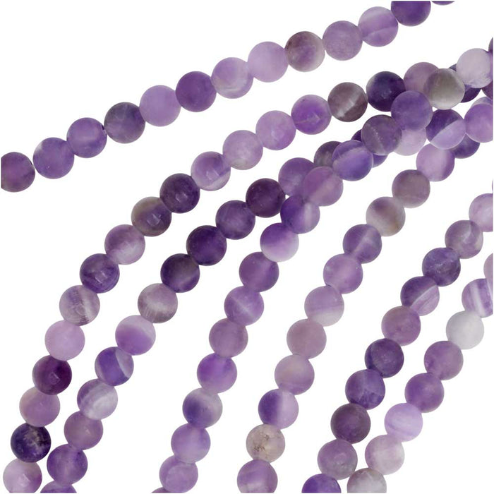 Dakota Stones Gemstone Beads, Dog Teeth Amethyst, Matte Round 4mm (8 Inch Strand)