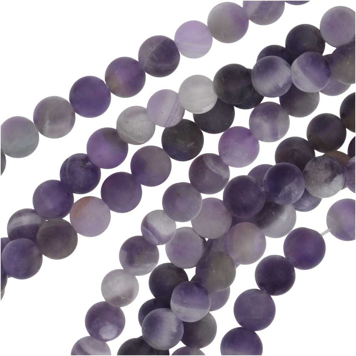 Dakota Stones Gemstone Beads, Dog Teeth Amethyst, Matte Round 6mm (8 Inch Strand)