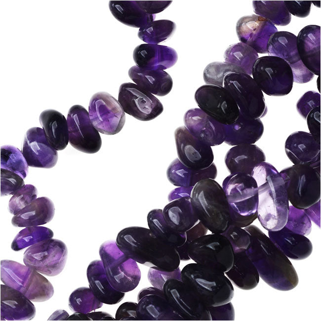 Gemstone Beads, Amethyst, Nugget 5-12mm, Purple (15.5 Inch Strand)
