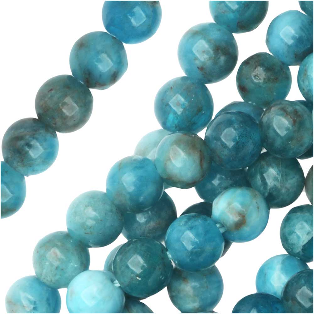 Dakota Stones Gemstone Beads, Blue Apatite, Round 4mm (8 Inch Strand)