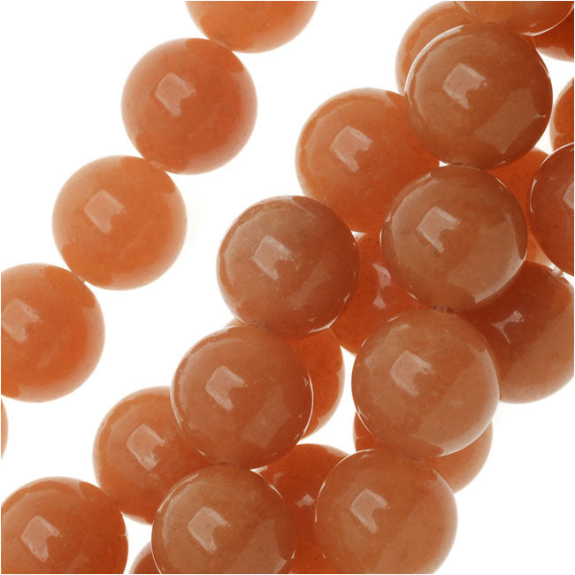 Gemstone Beads, Aventurine, Round 8mm, Orange (15 Inch Strand)