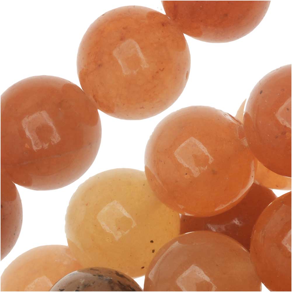 Gemstone Beads, Aventurine, Round 8mm, Red Orange (15 Inch Strand)