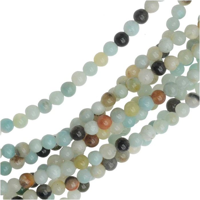 Dakota Stones Gemstone Beads, Black and Gold Amazonite, Round 4mm, 7.75 Inch Strand