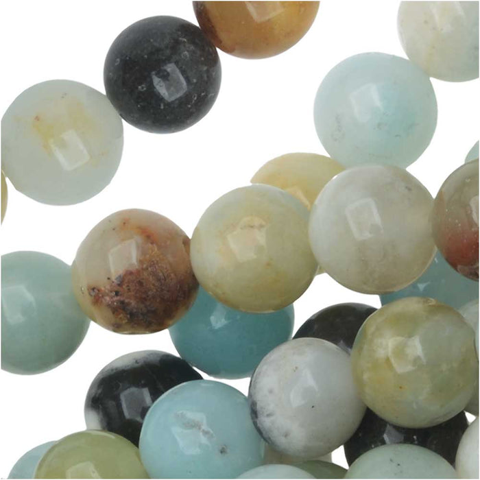 Dakota Stones Gemstone Beads, Black and Gold Amazonite, Round 6mm (8 Inch Strand)