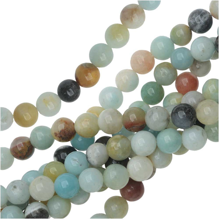 Dakota Stones Gemstone Beads, Black and Gold Amazonite, Round 6mm (8 Inch Strand)