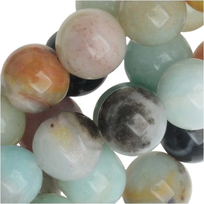 Dakota Stones Gemstone Beads, Black and Gold Amazonite, Round 8mm (8 Inch Strand)
