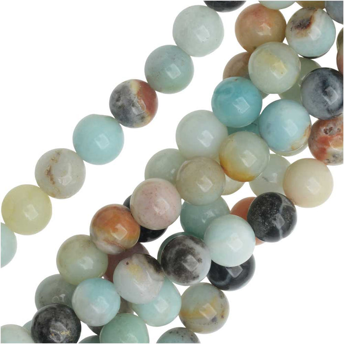 Dakota Stones Gemstone Beads, Black and Gold Amazonite, Round 8mm (8 Inch Strand)