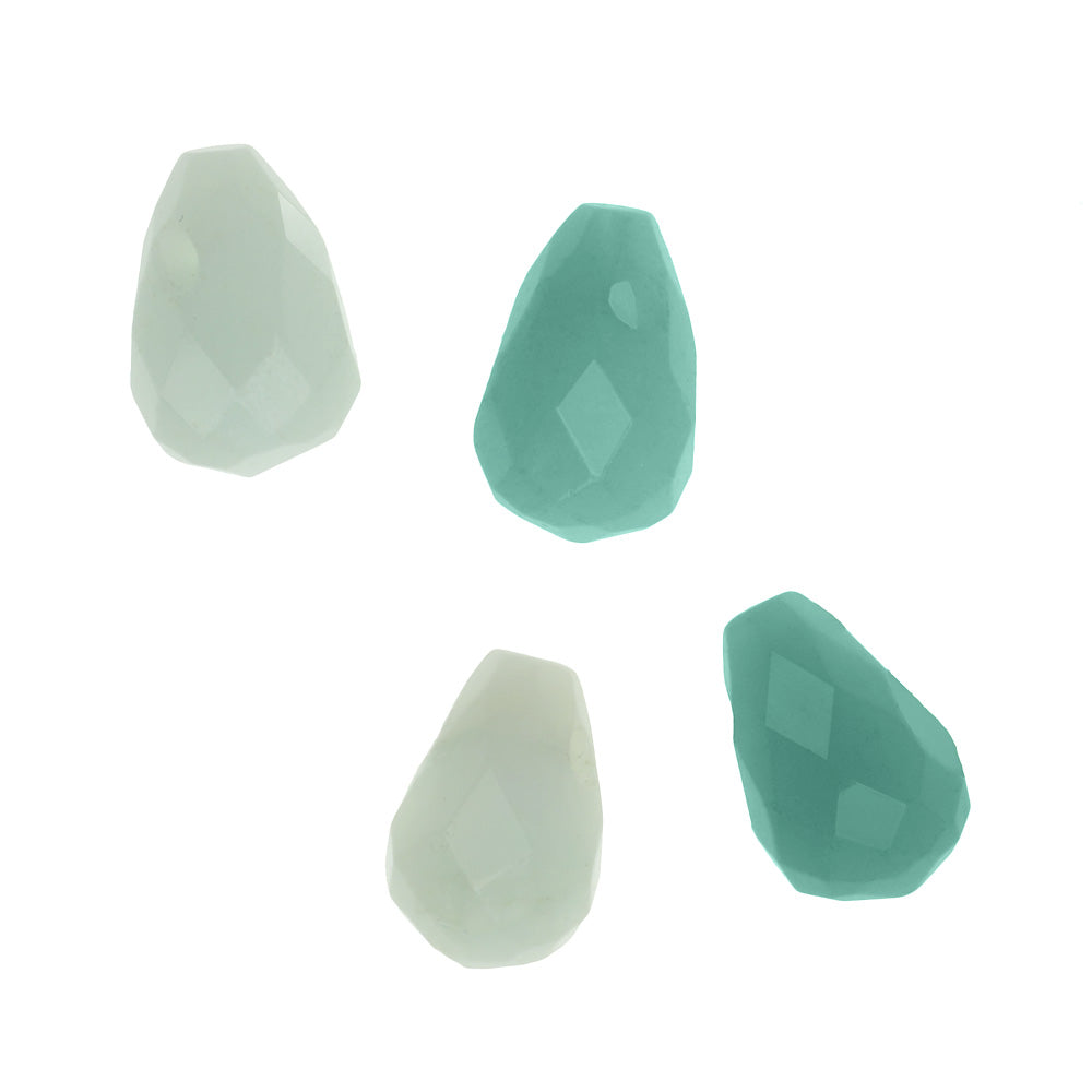 Gemstone Beads, Amazonite, Faceted Teardrop 9x6mm, Aqua Blue (4 Pieces)