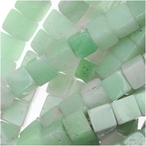 Gemstone Beads, Amazonite, Square Cube 4mm, Pale Aqua Green (15.5 Inch Strand)