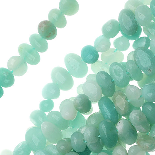 Gemstone Beads, Amazonite Grade A, Pebbles 5-7mm, Aqua (15 Inch Strand)